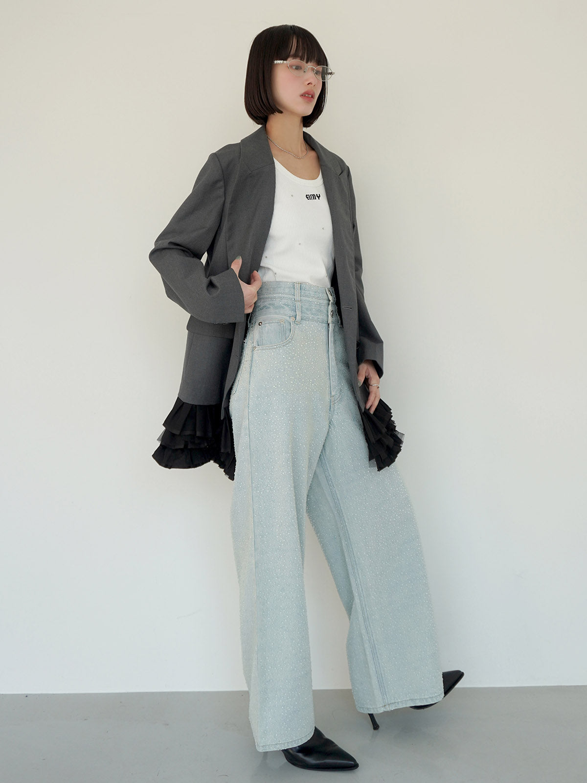 フリルトリムジャケットワンピース