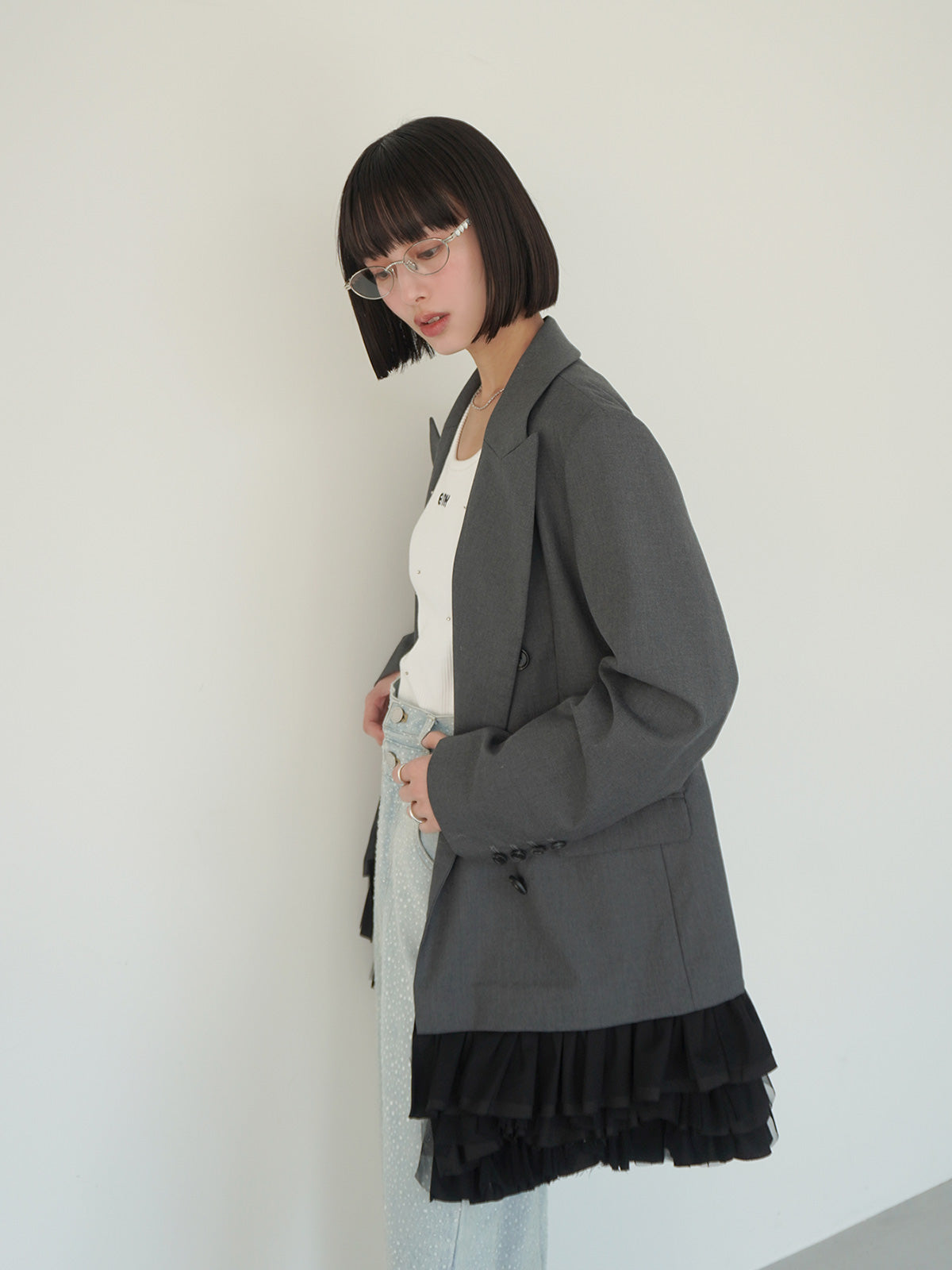 フリルトリムジャケットワンピース