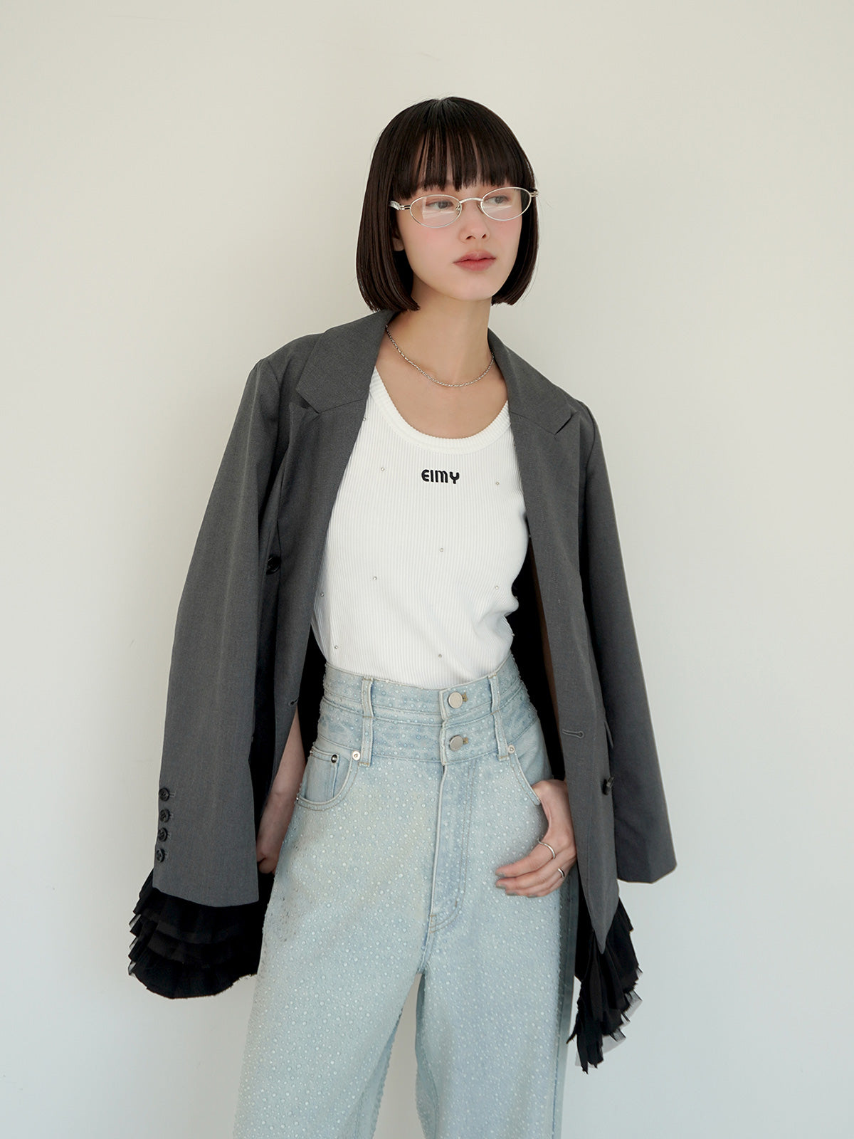 フリルトリムジャケットワンピース