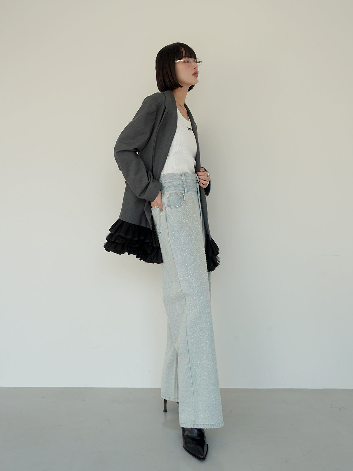 drop patternデニムパンツ