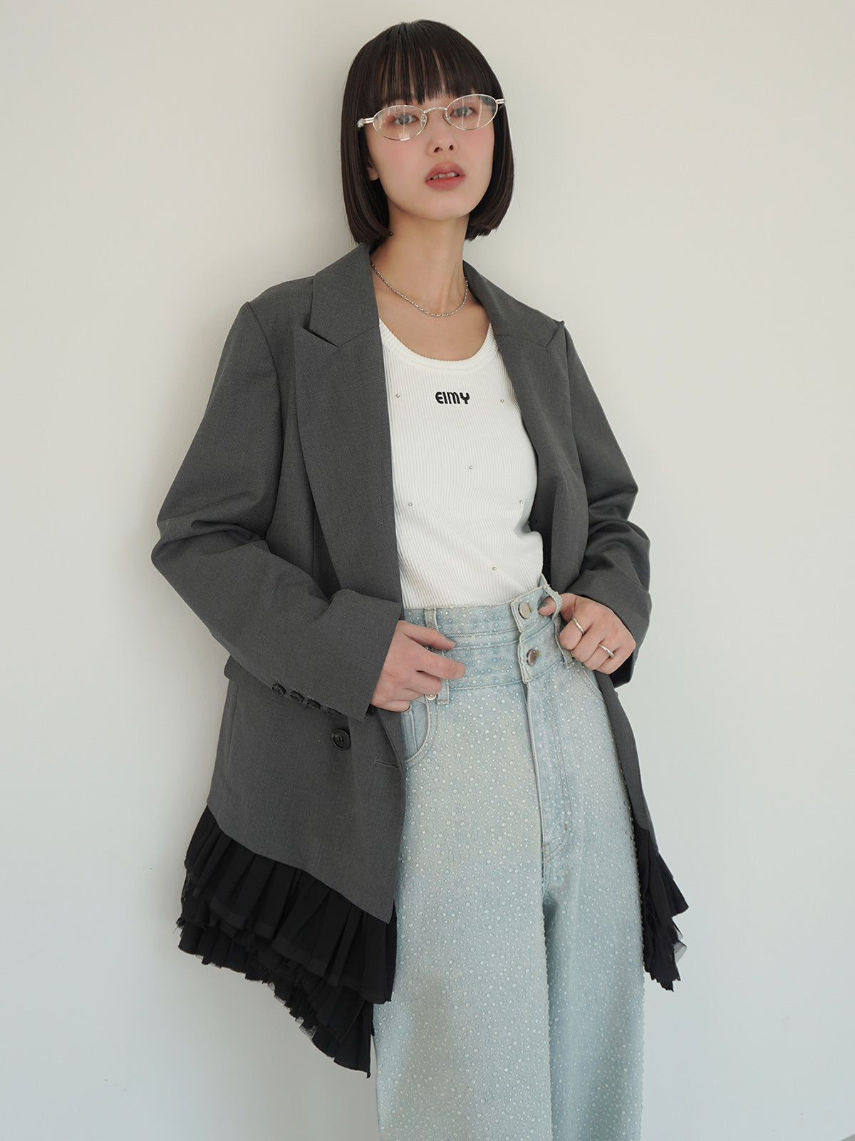 drop patternデニムパンツ