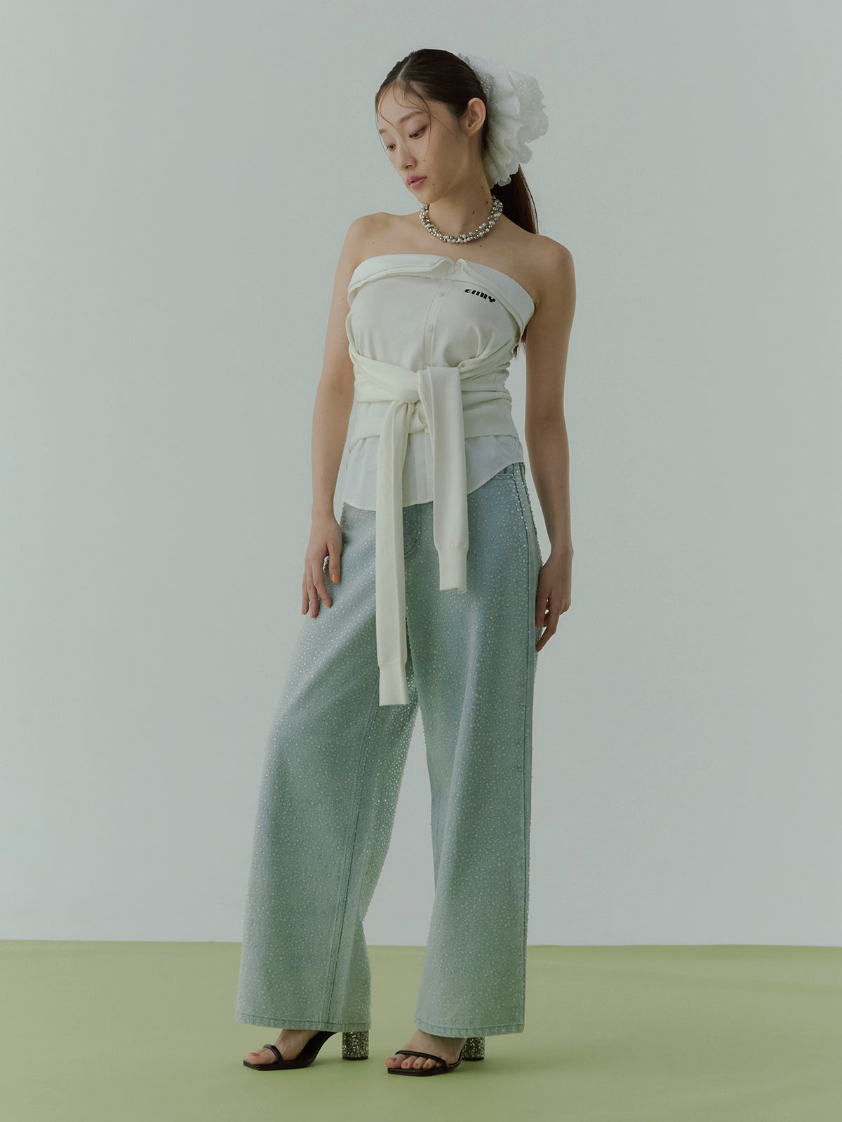 drop patternデニムパンツ