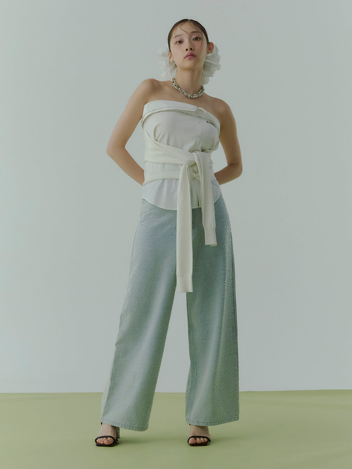 drop patternデニムパンツ