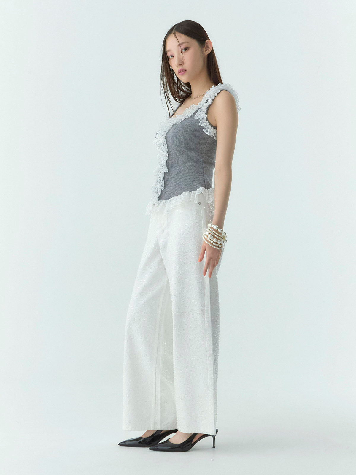 drop patternデニムパンツ