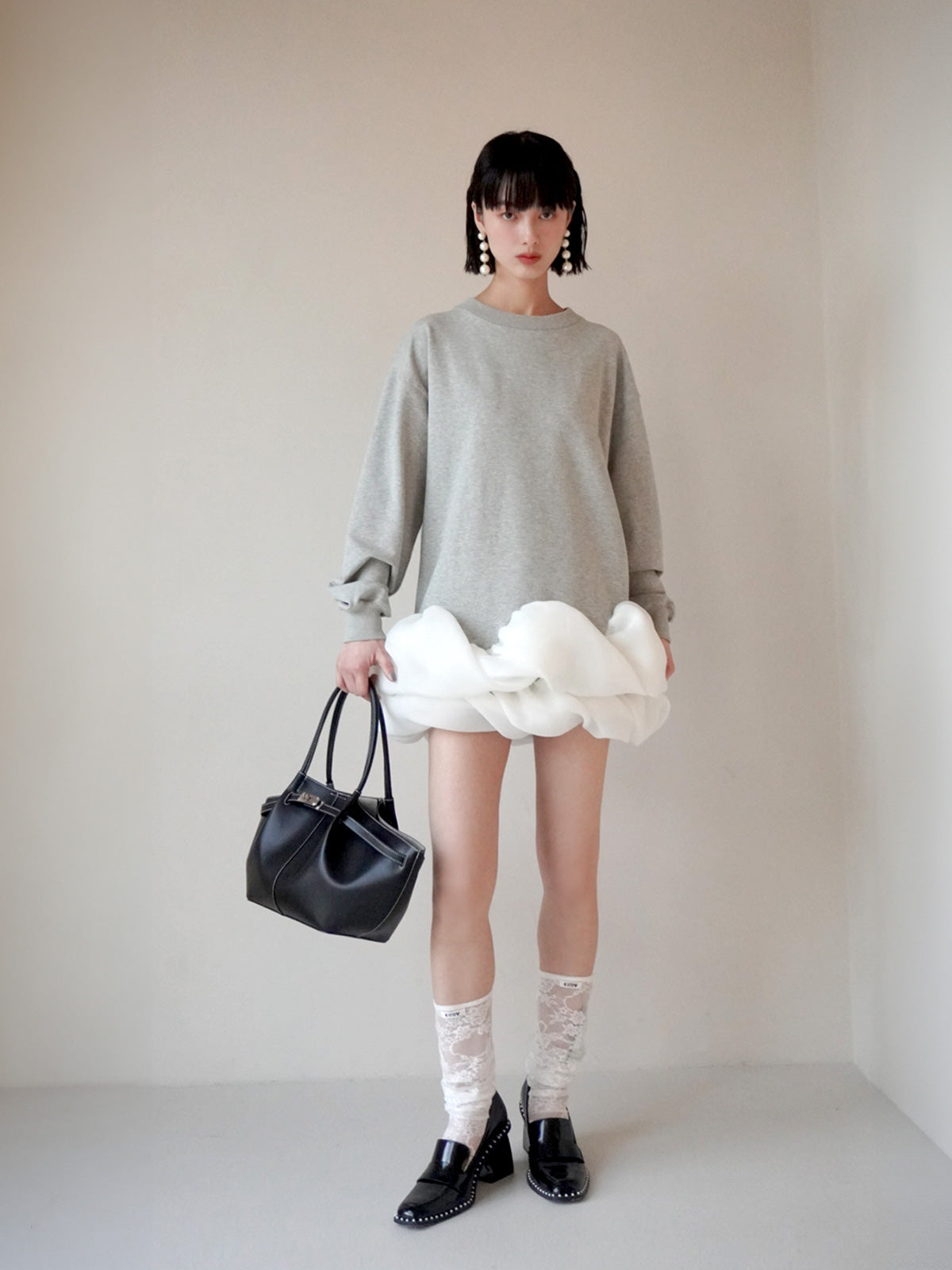 eimy istoire チュールヘムカットワンピース　ホワイト チュールヘムカットワンピース