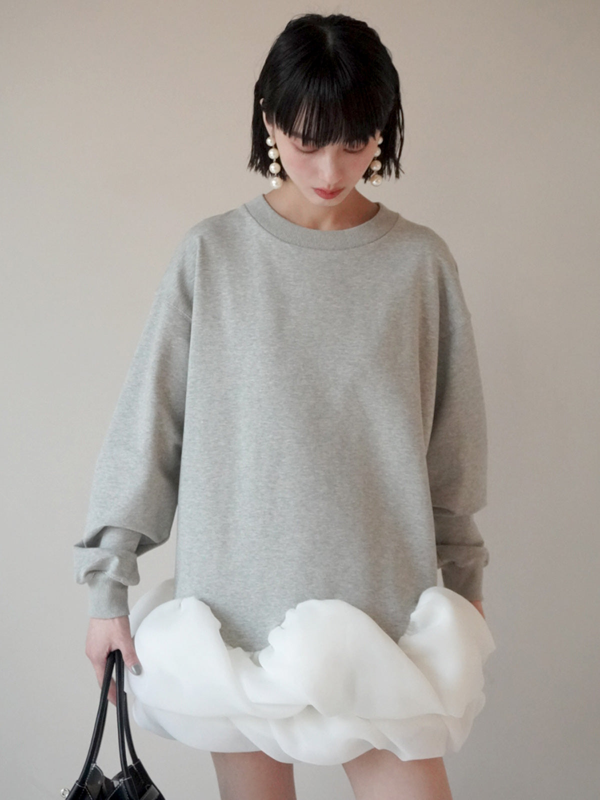 eimy istoire チュールヘムカットワンピース　ホワイト チュールヘムカットワンピース