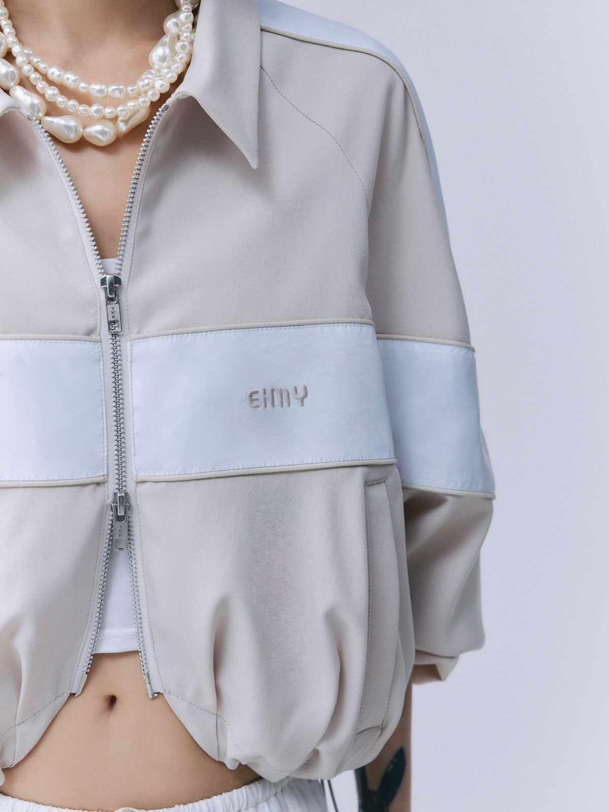 スイッチングバイカラーブルゾン