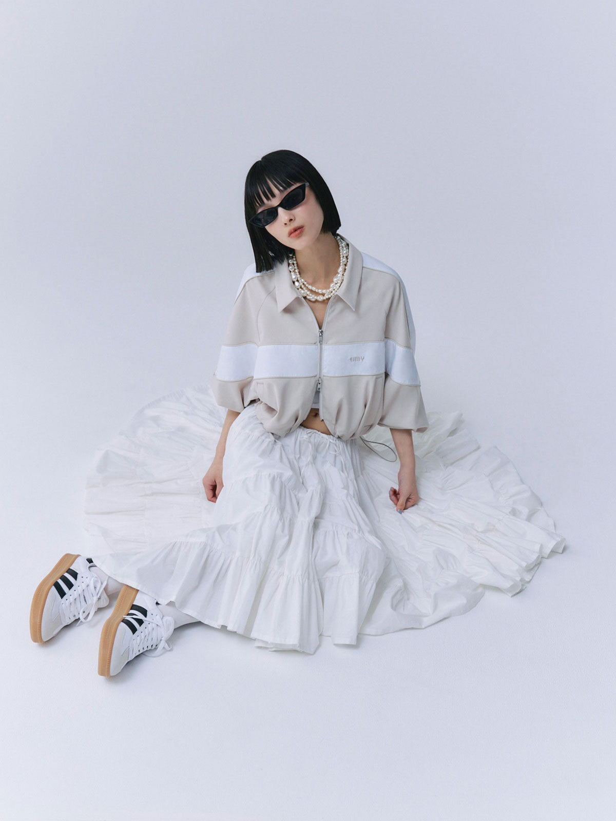 スイッチングバイカラーブルゾン