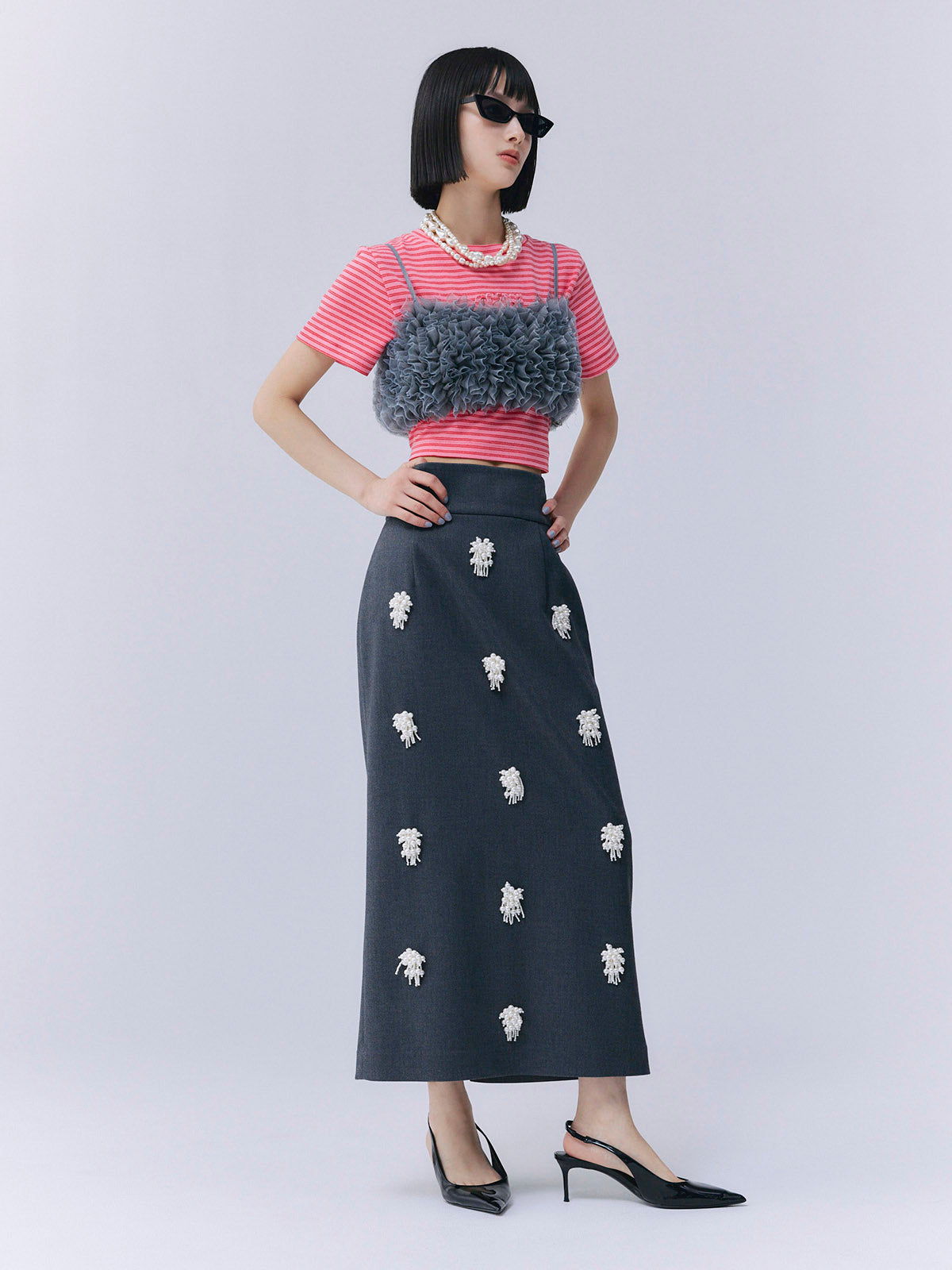 チュールフリルベアトップ