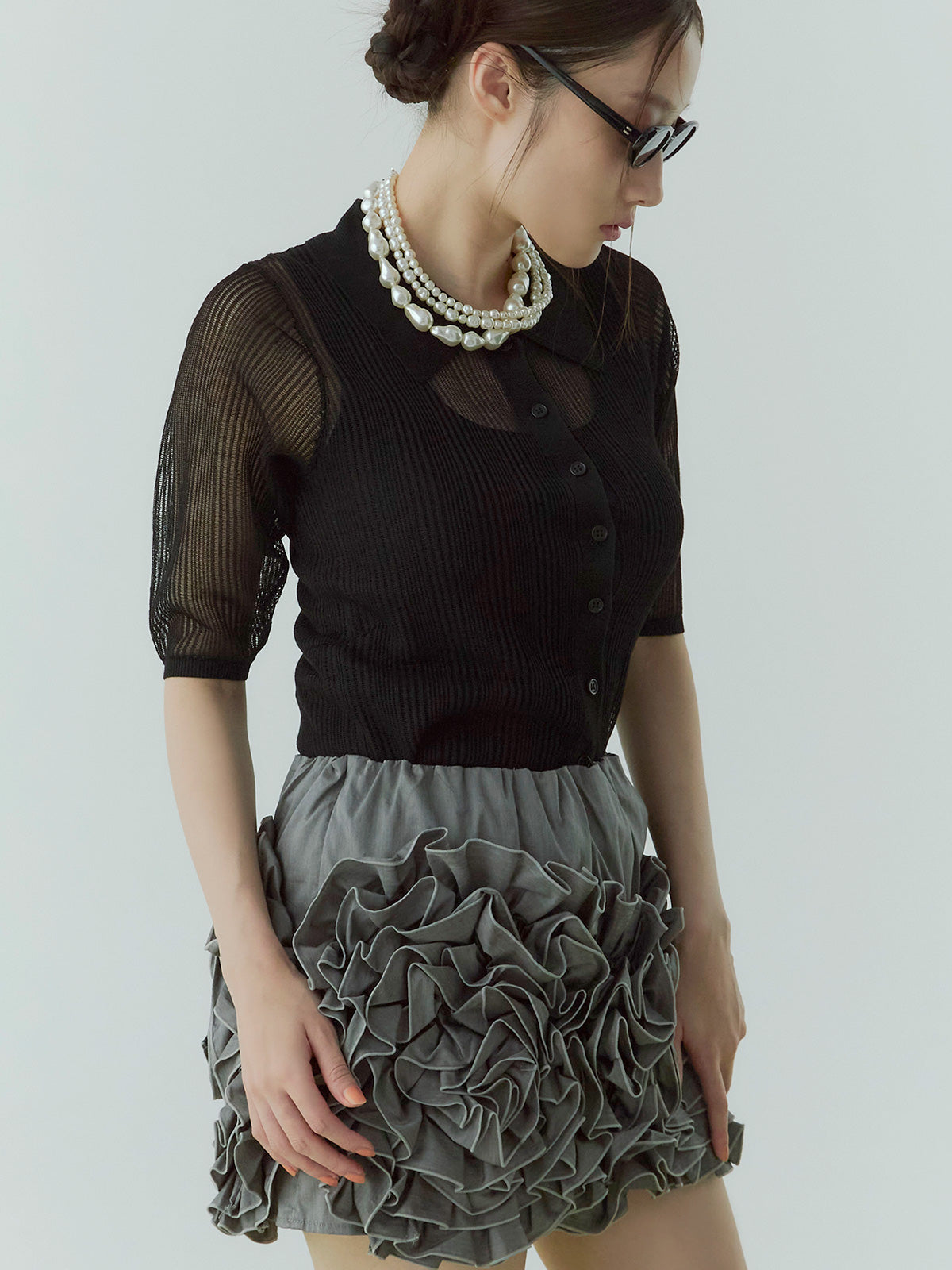 透かし編みニットアンサンブル