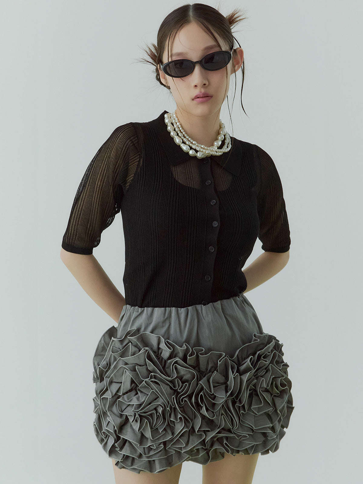 透かし編みニットアンサンブル