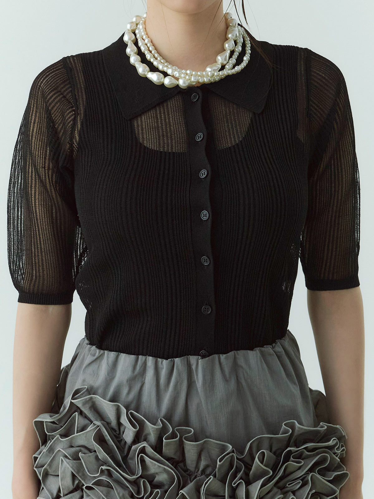 透かし編みニットアンサンブル