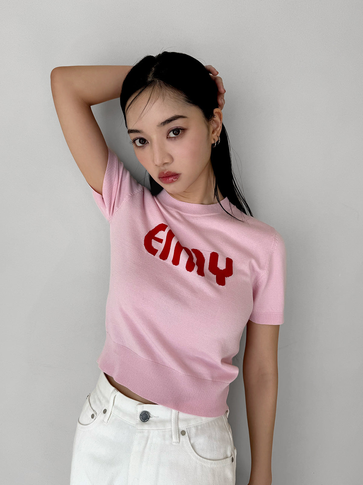 EIMYロゴハーフスリーブニット