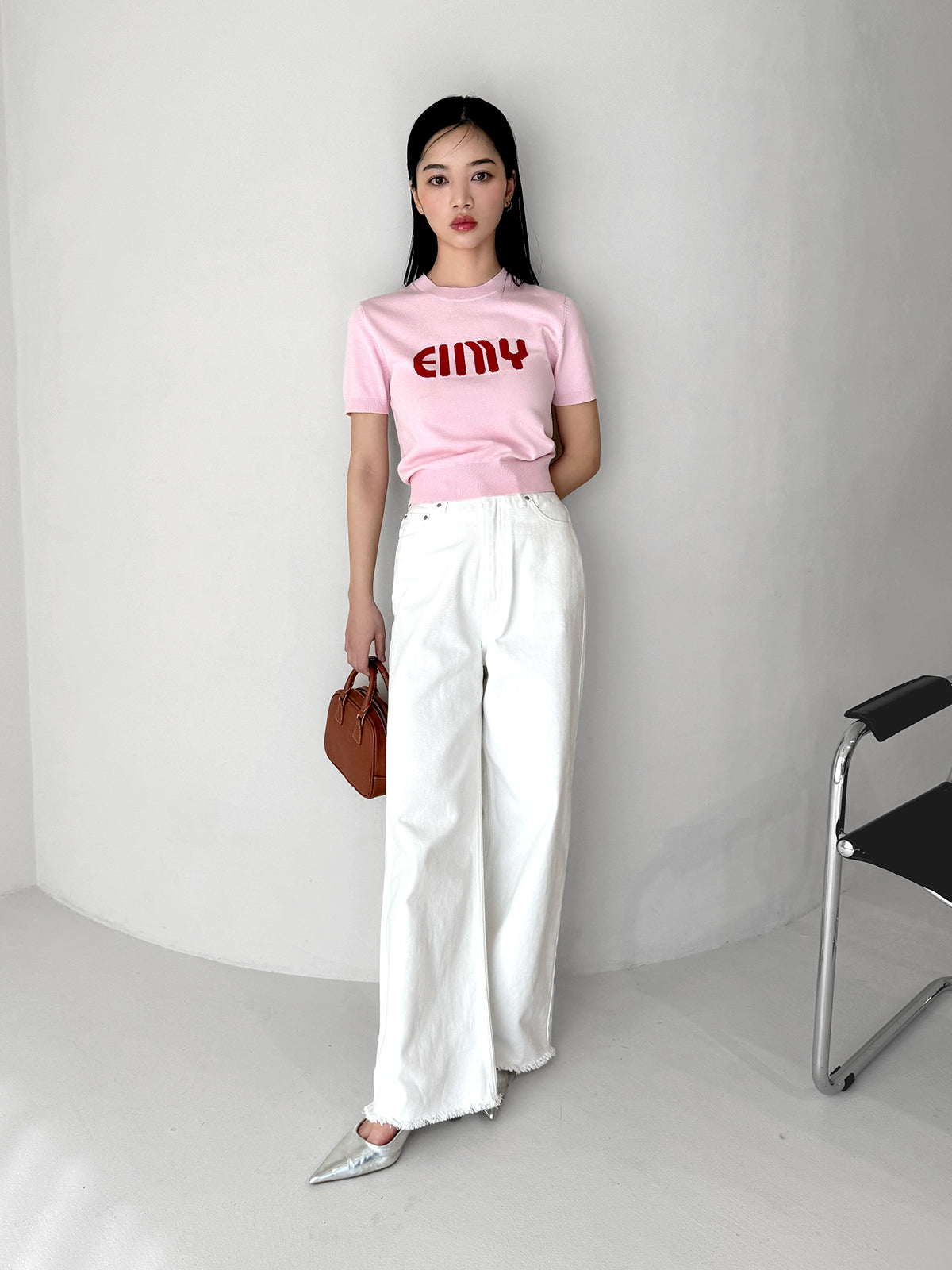 EIMYロゴハーフスリーブニット