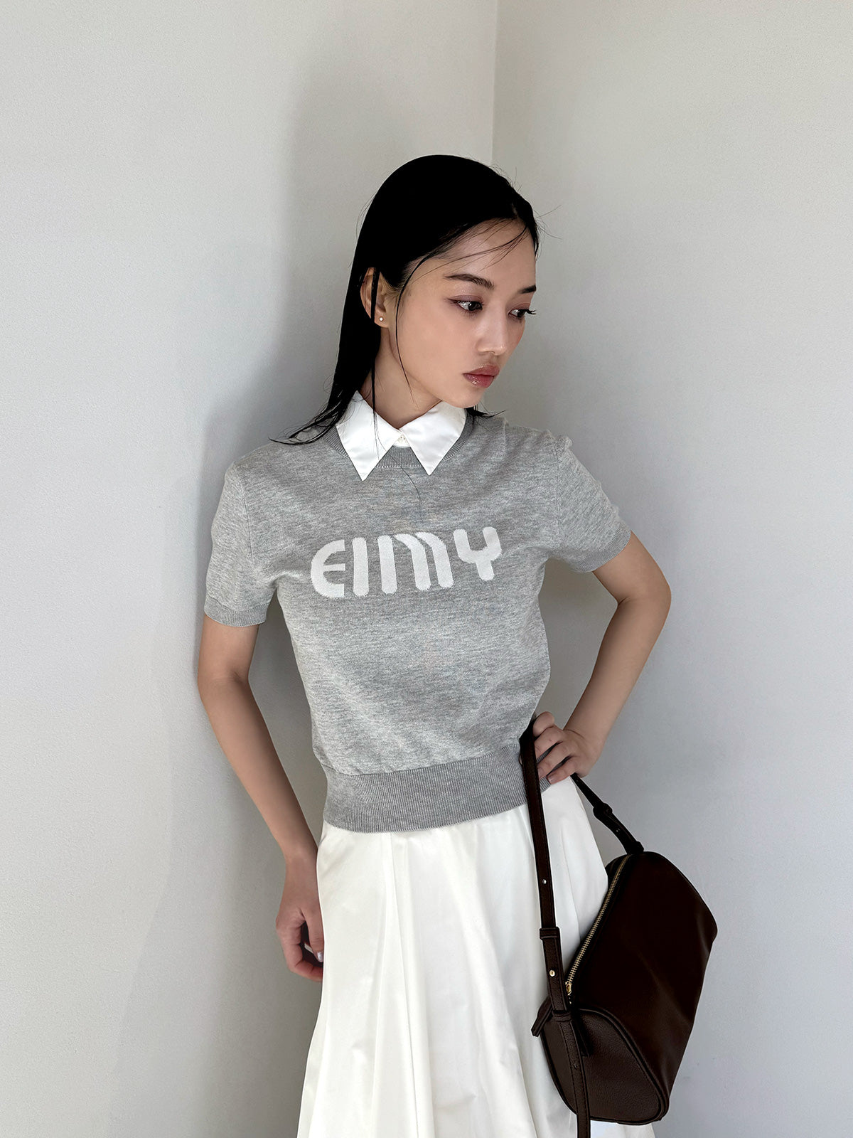 EIMYロゴハーフスリーブニット