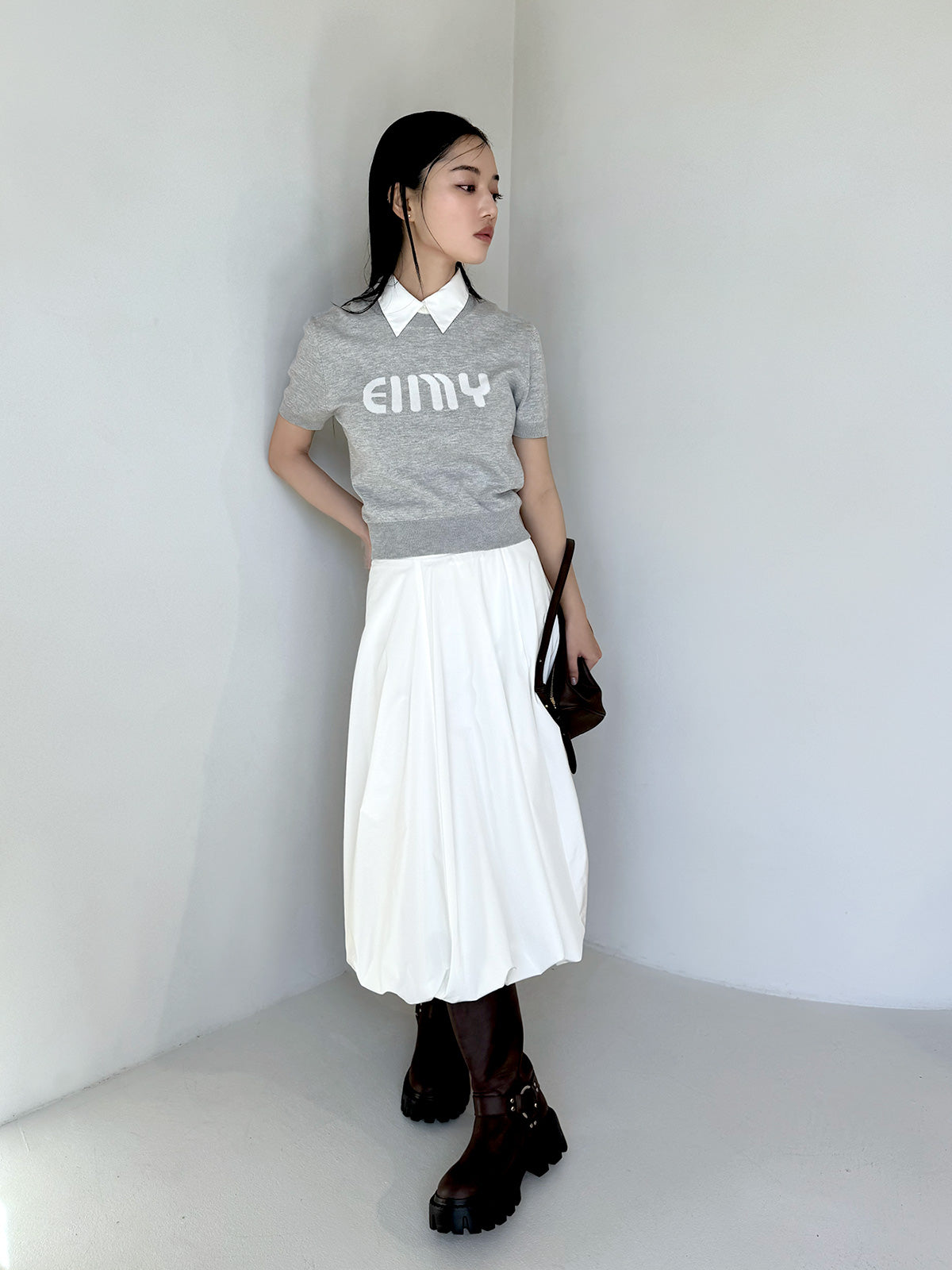 EIMYロゴハーフスリーブニット