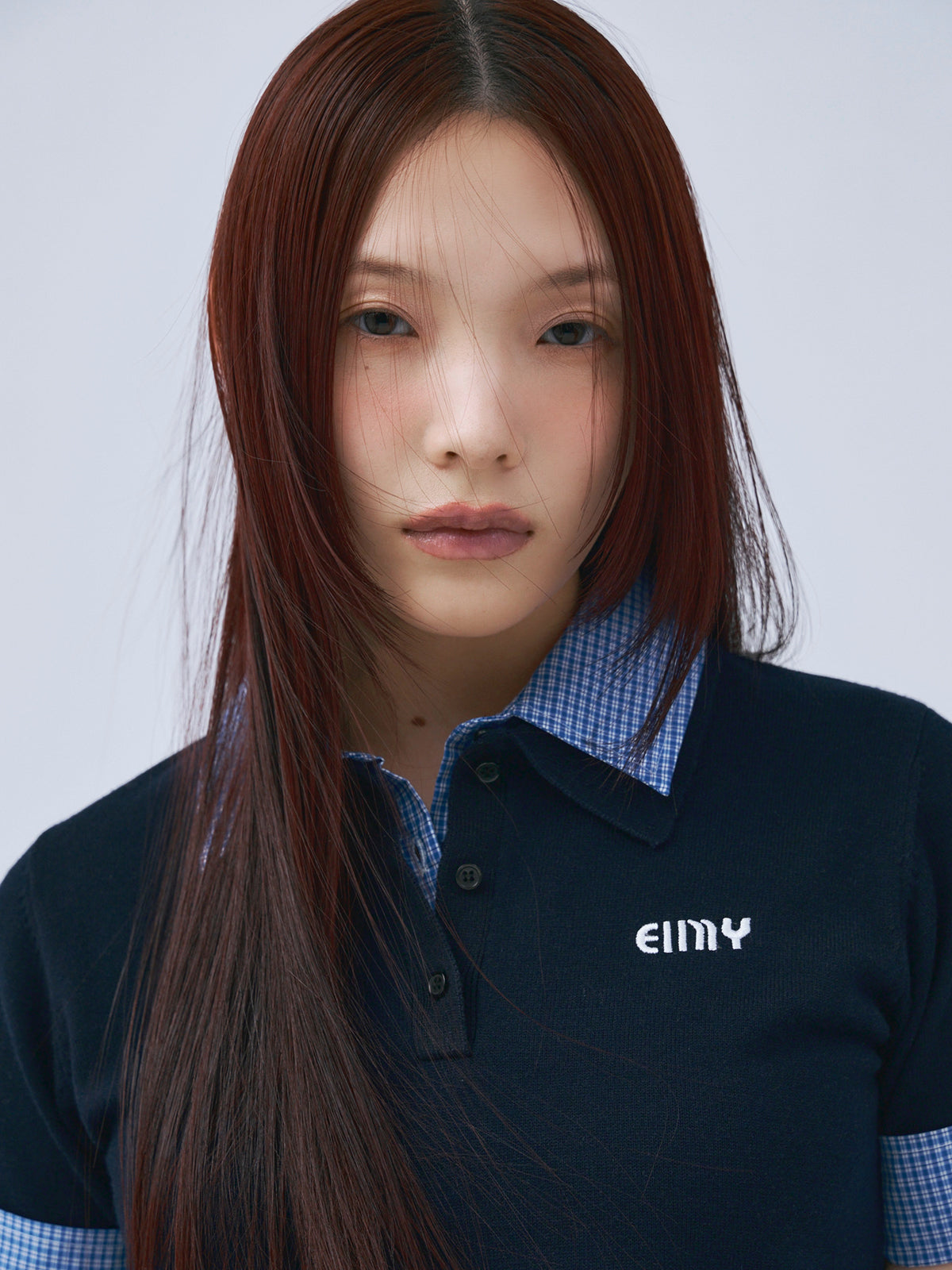 ハーフスリーブダブルカラーニット