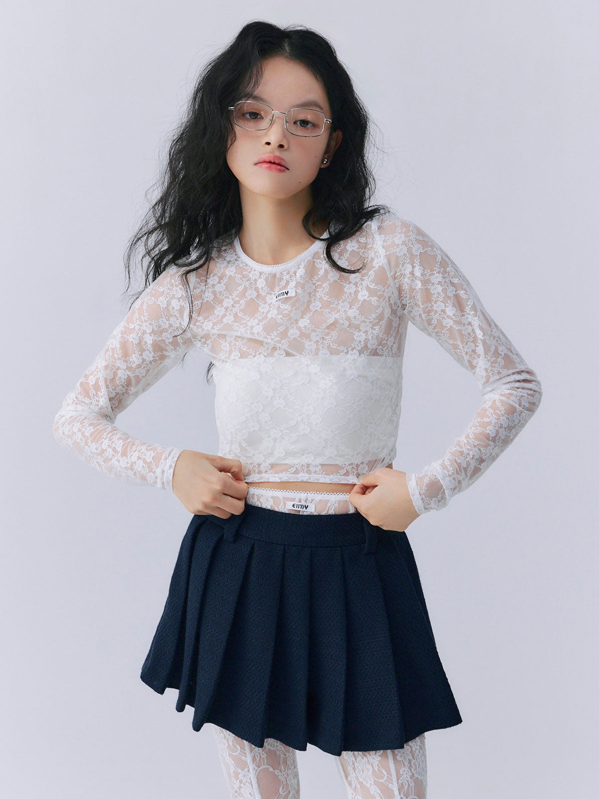 ツイードプリーツミニスカート