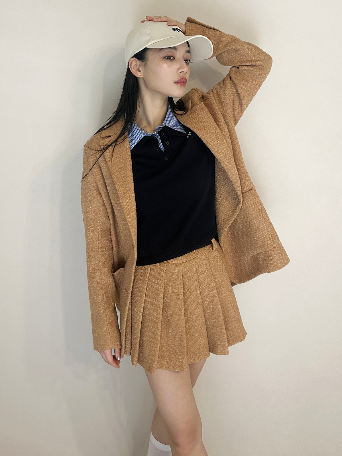 ツイードプリーツミニスカート