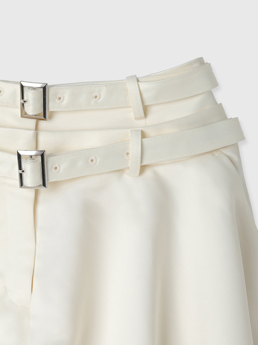 ダブルベルトサテンミニスカート