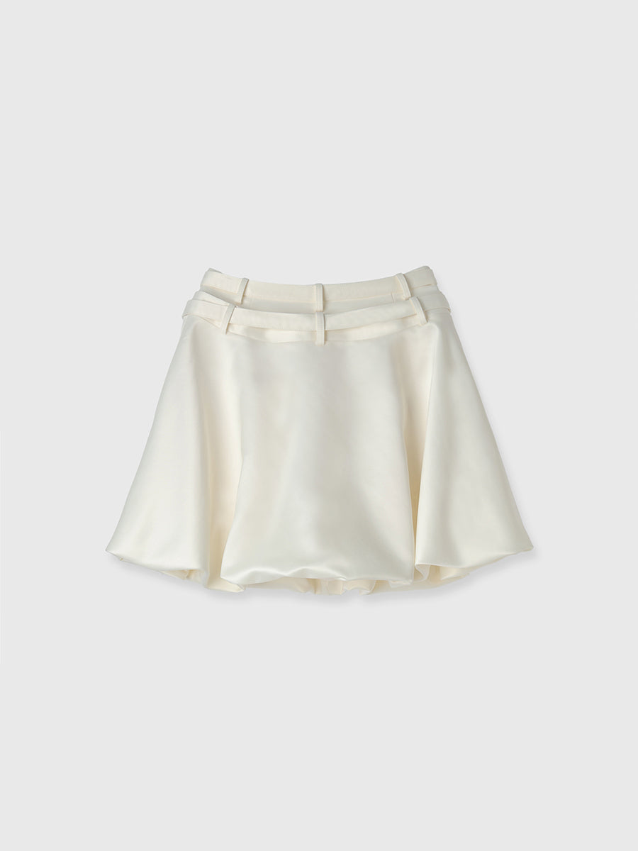 ダブルベルトサテンミニスカート