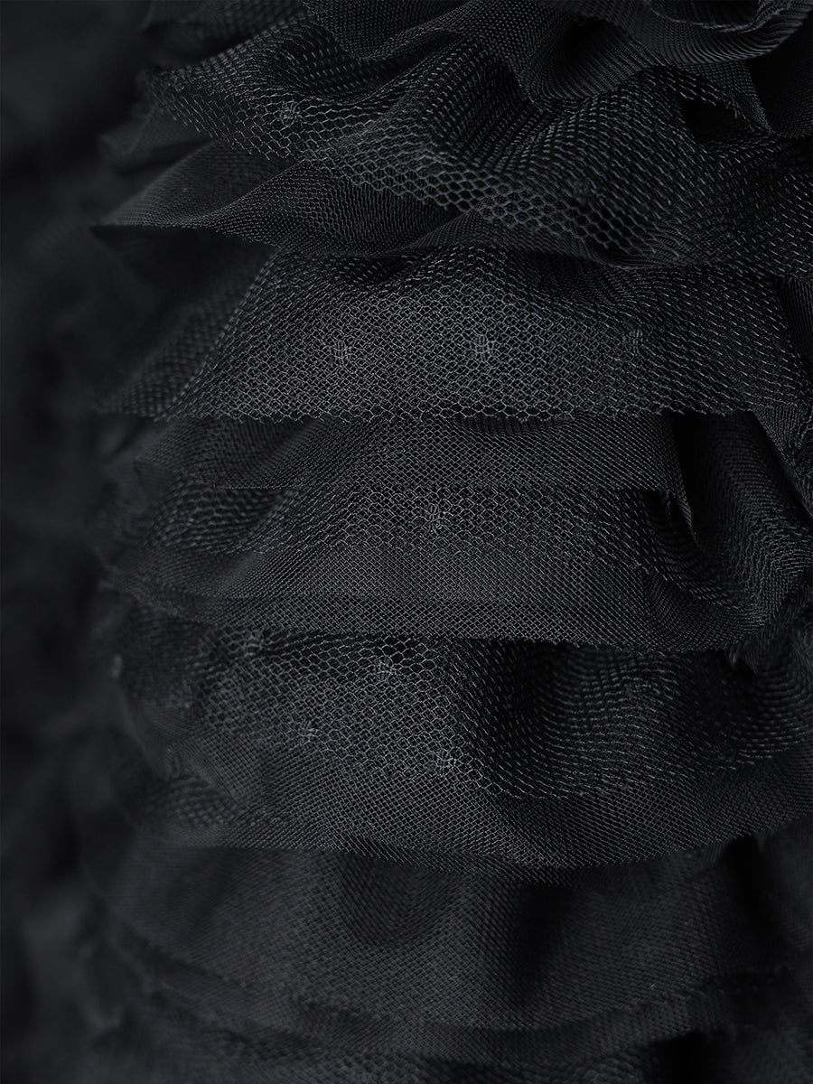 ボリュームチュールフリルニットワンピース