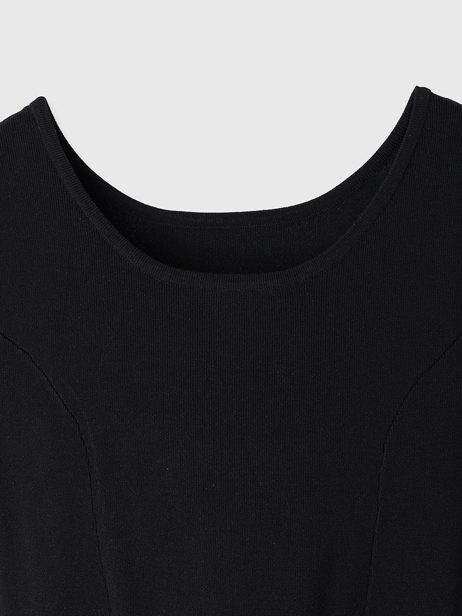 ボリュームチュールフリルニットワンピース