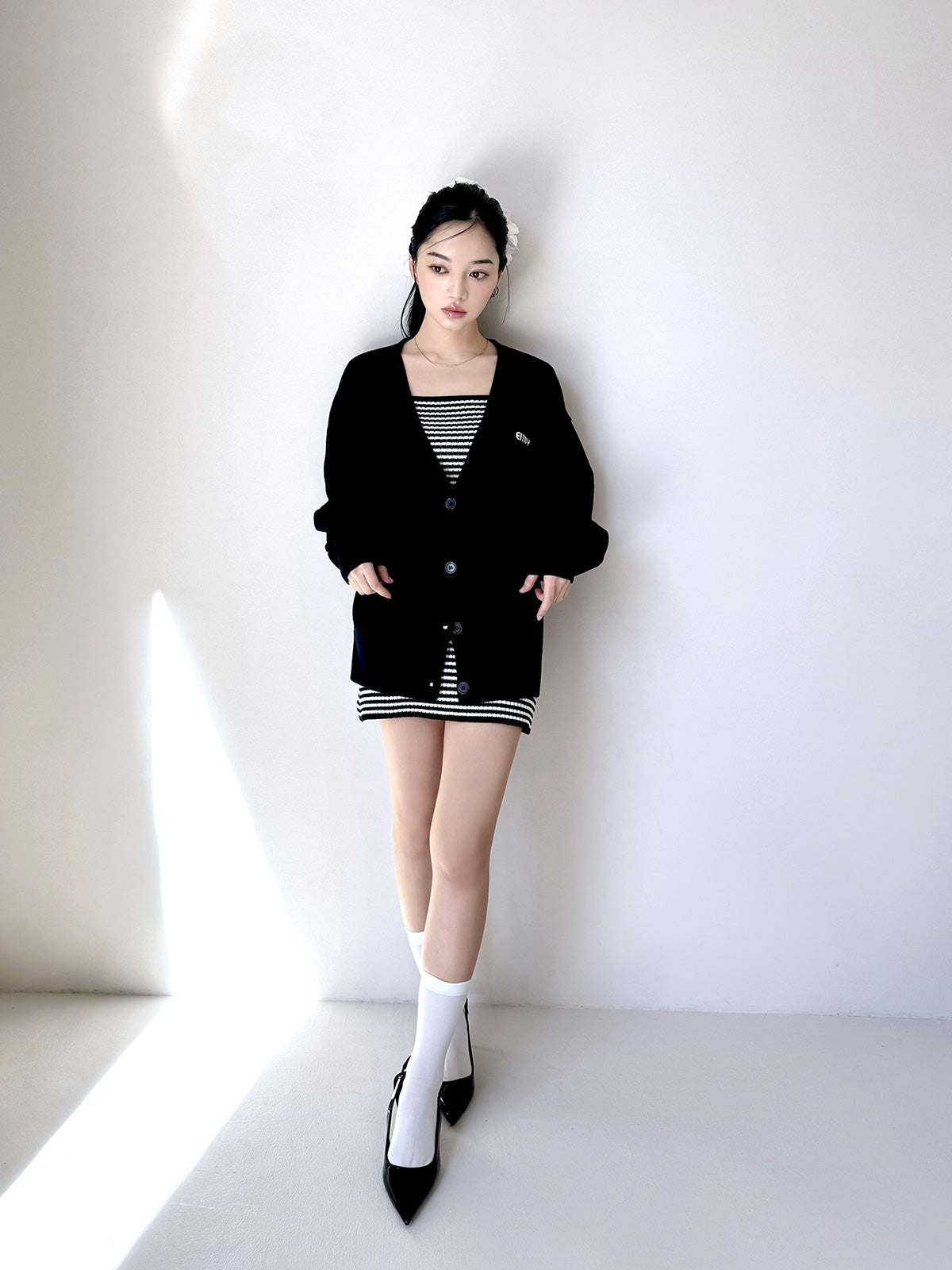 ロゴカーデワンピースニットセットアップ