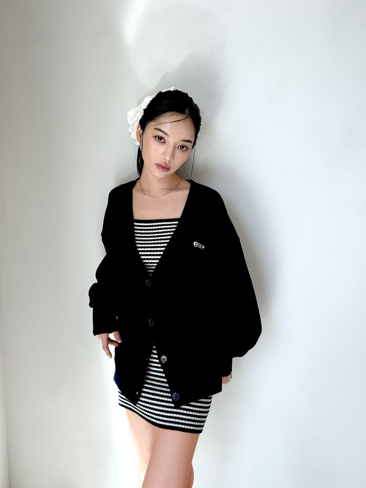 ロゴカーデワンピースニットセットアップ