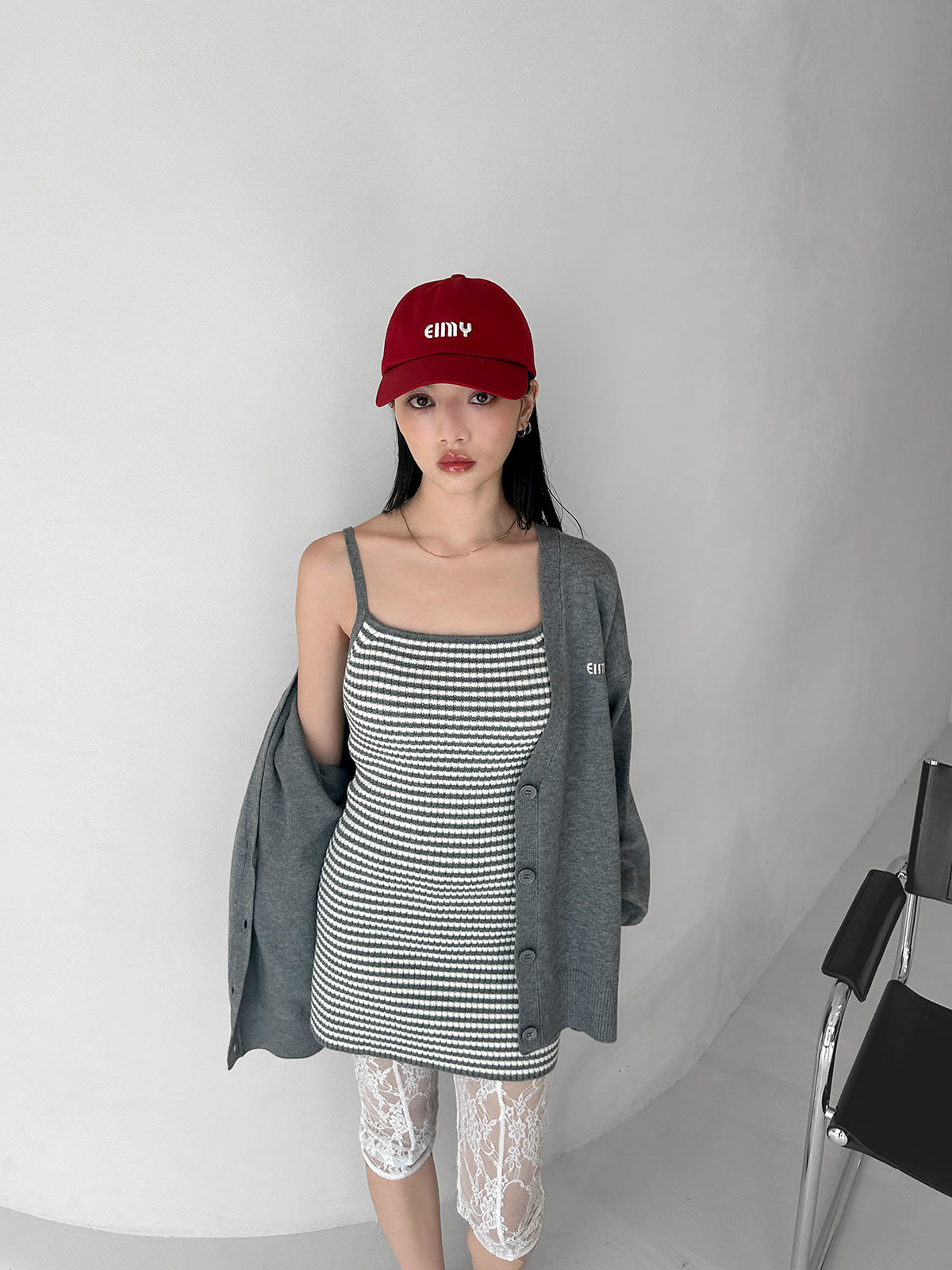 ロゴカーデワンピースニットセットアップ