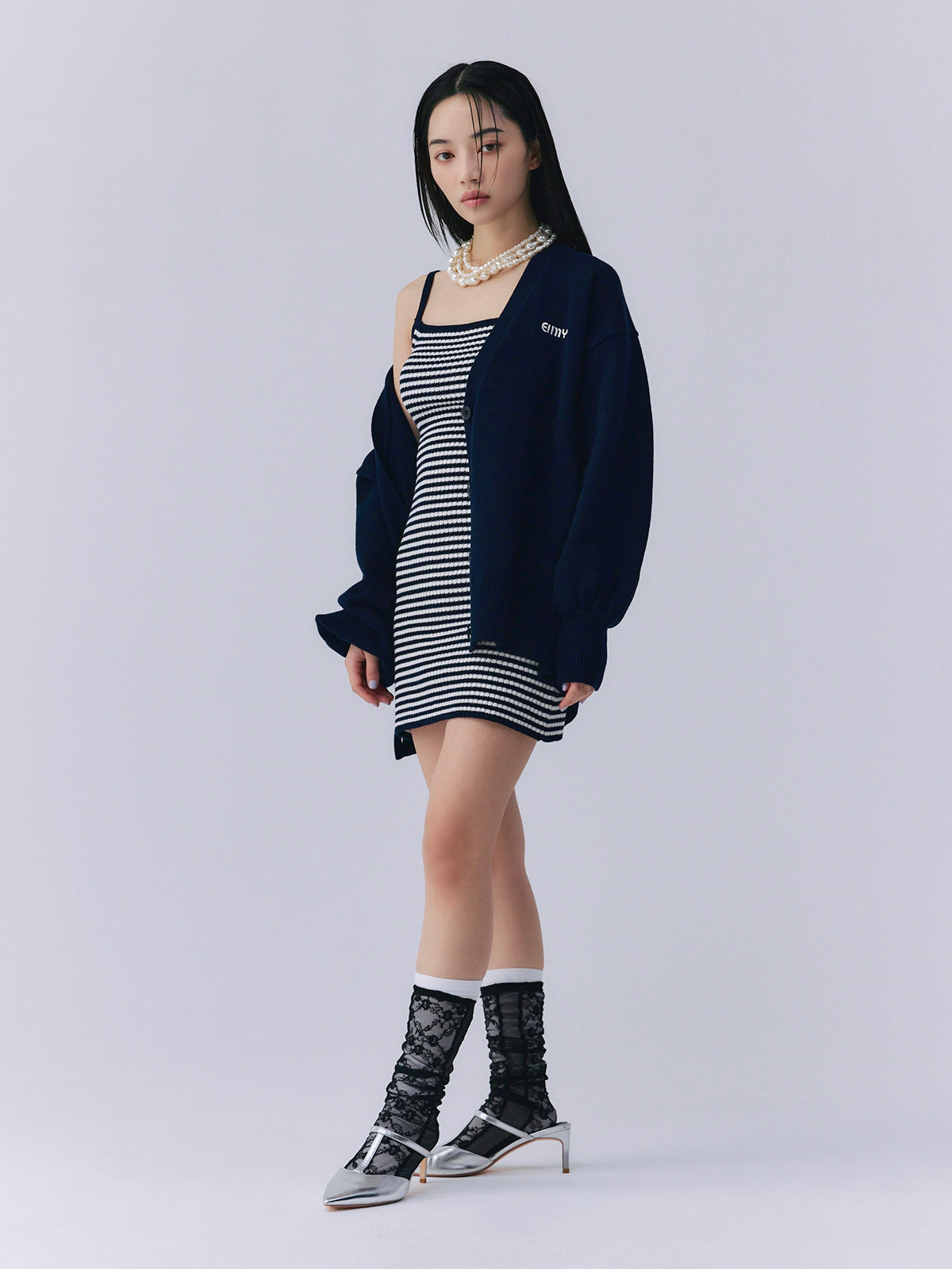 ロゴカーデワンピースニットセットアップ