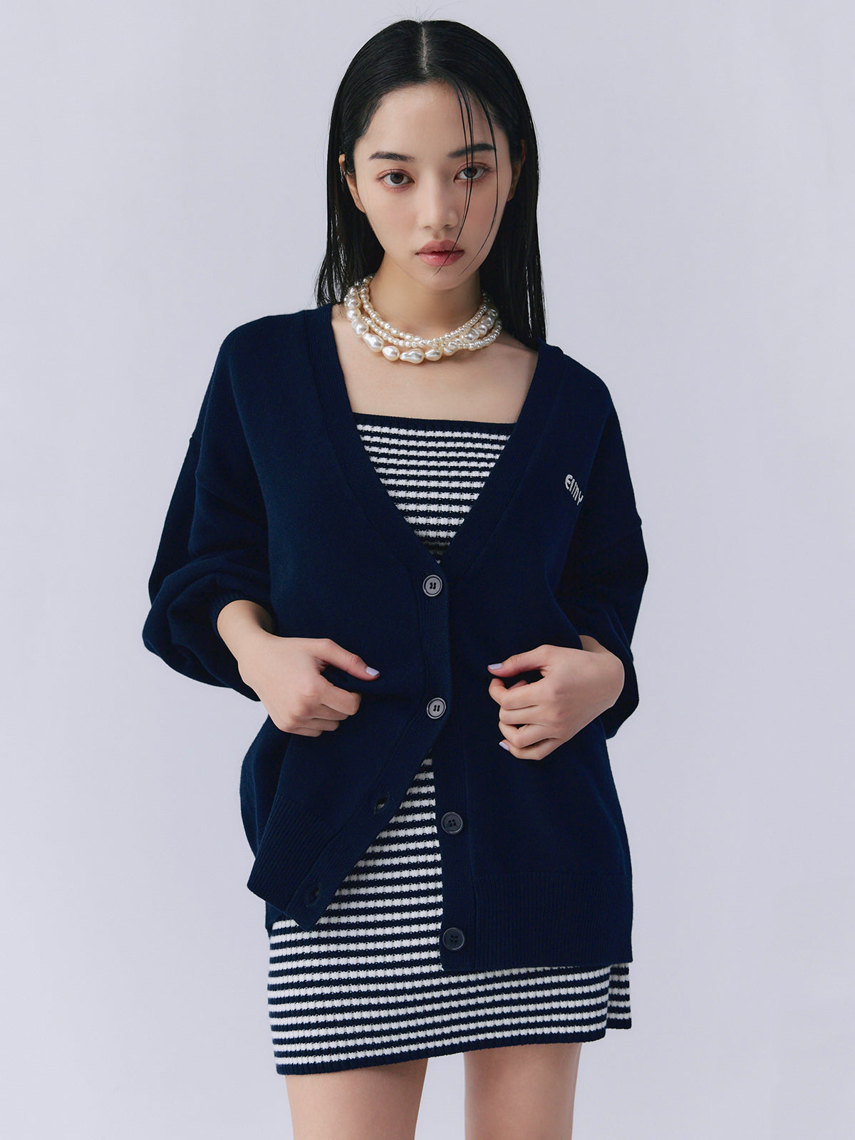 ロゴカーデワンピースニットセットアップ