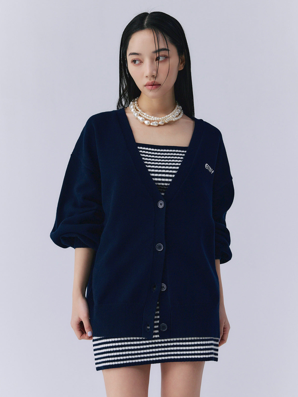 ロゴカーデワンピースニットセットアップ