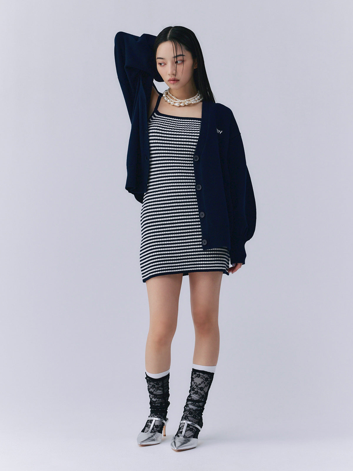 ロゴカーデワンピースニットセットアップ