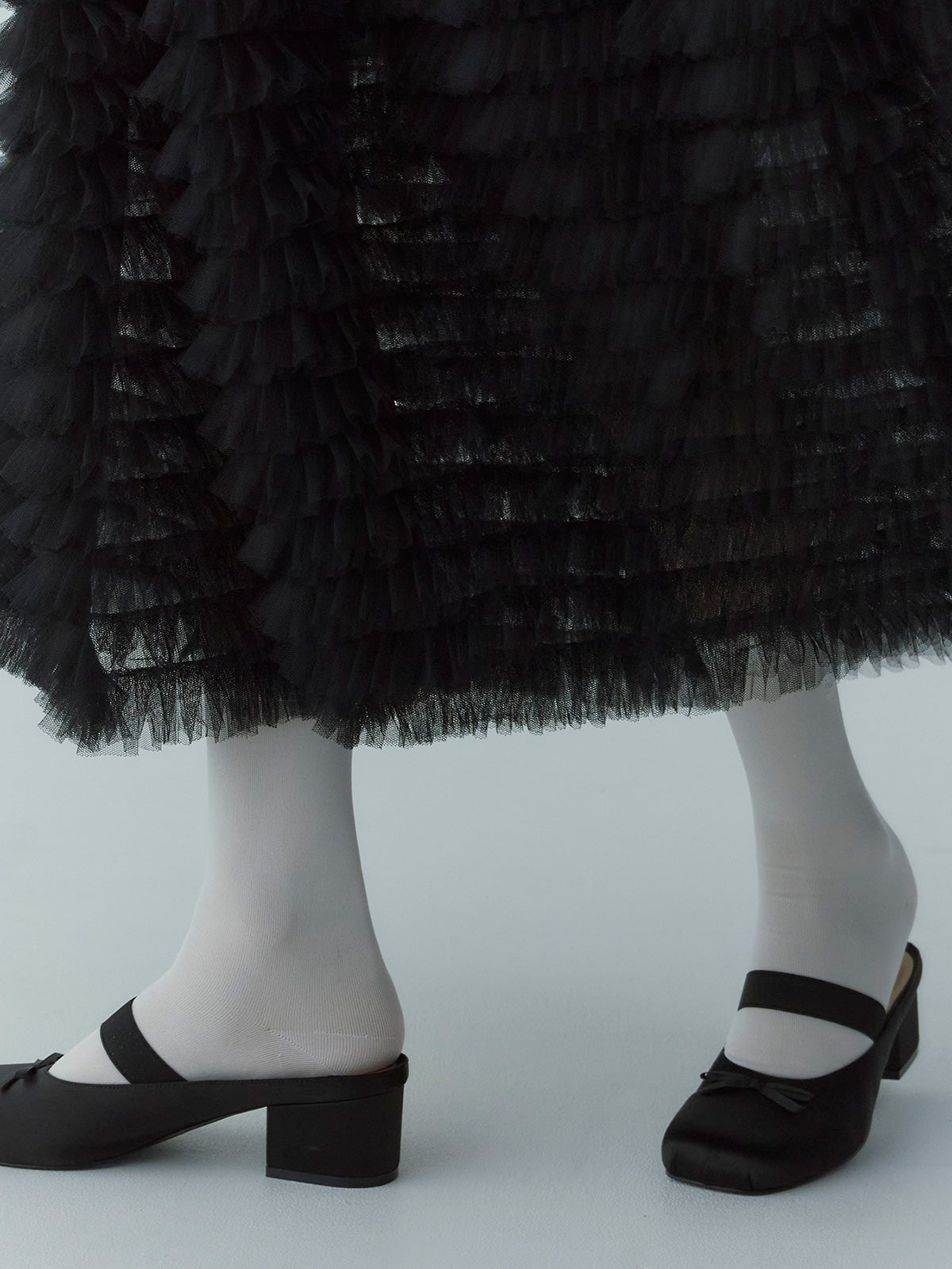 サテンリボンミュール