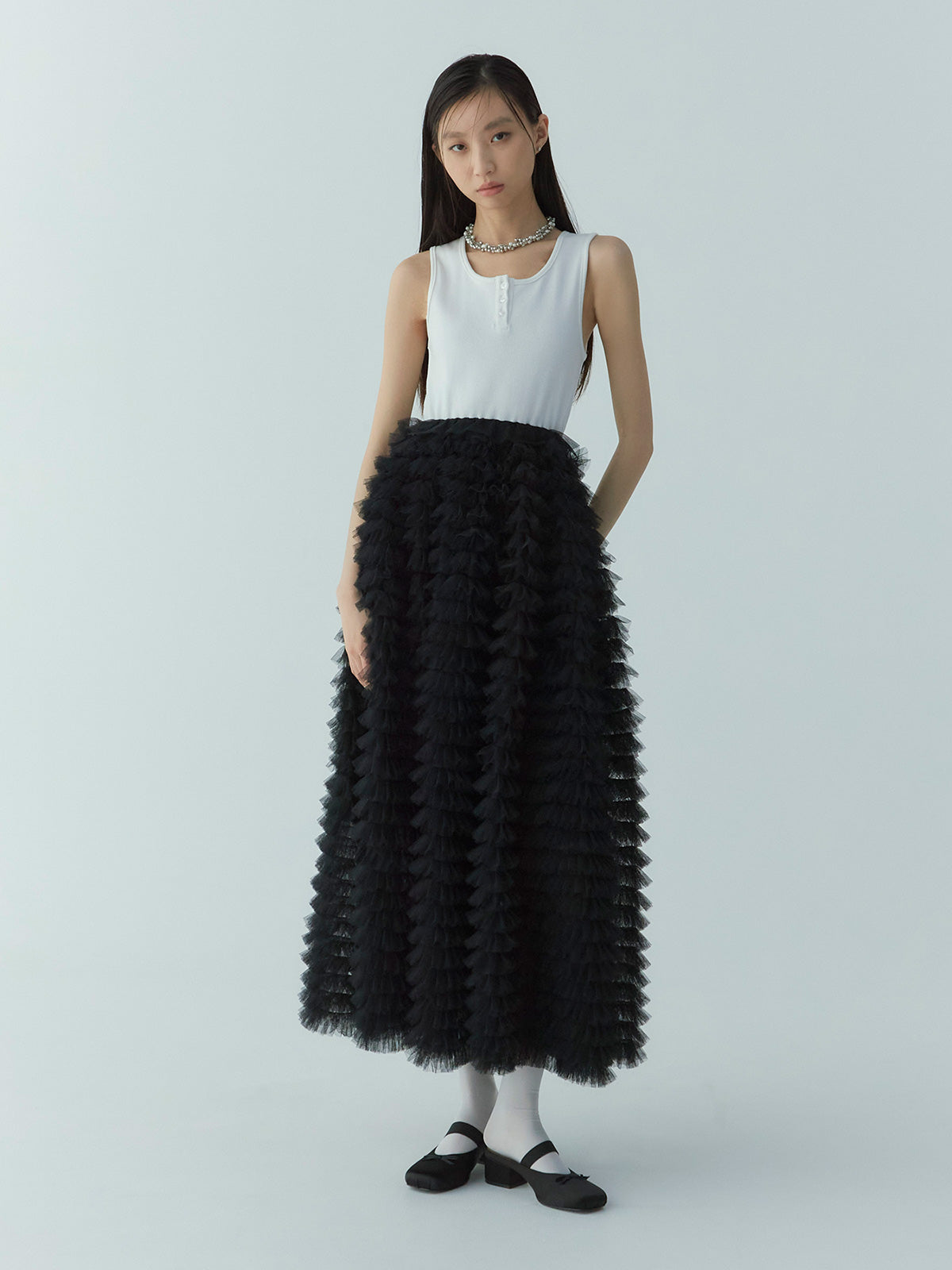 サテンリボンミュール