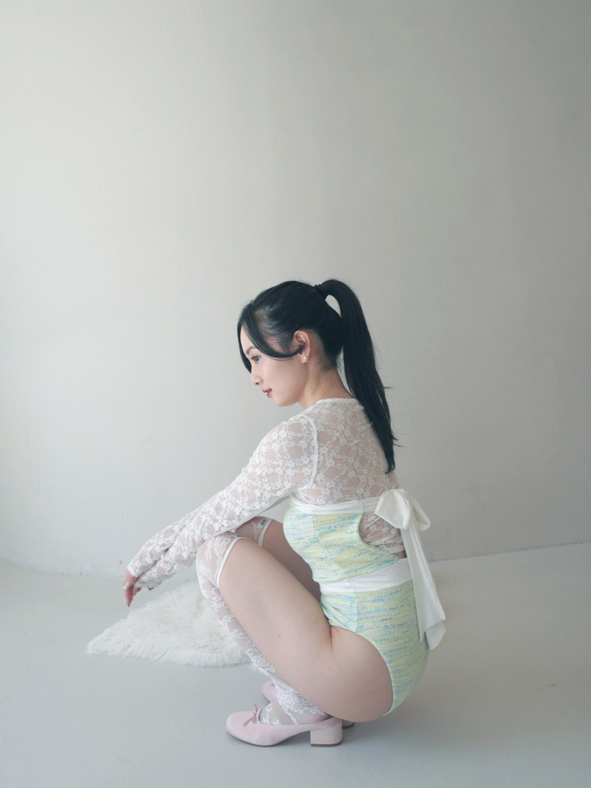 バックリボンツイードワンピース