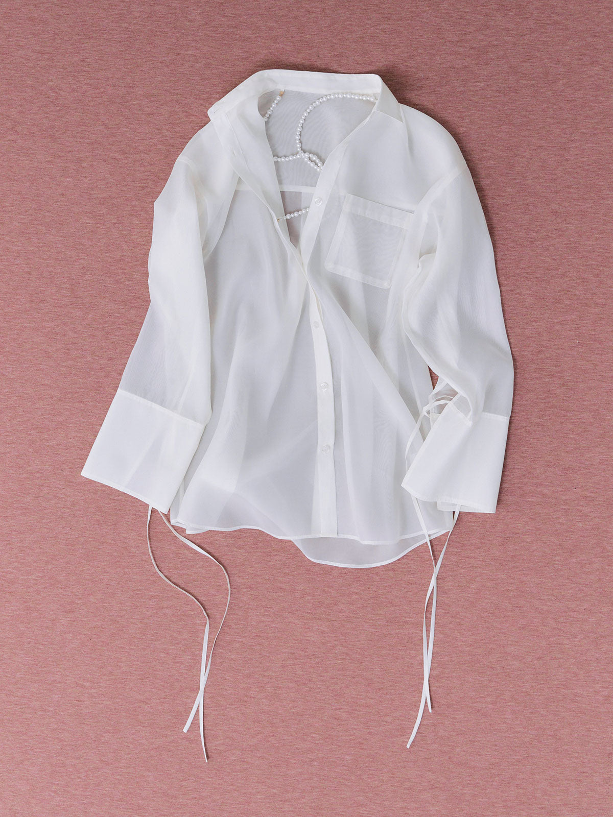 パールストラップオーガーンジーシャツ