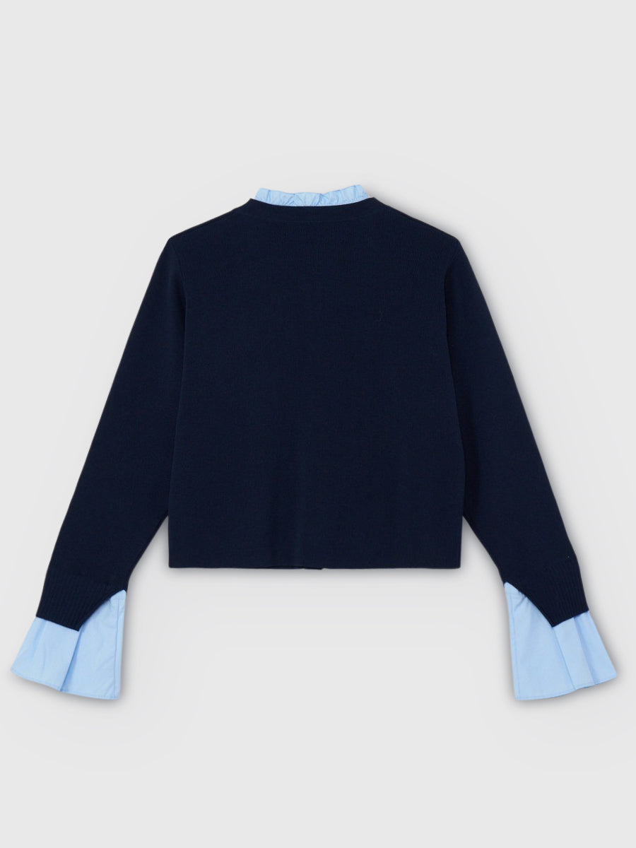 【New Color】Attached collar ニットジャケット