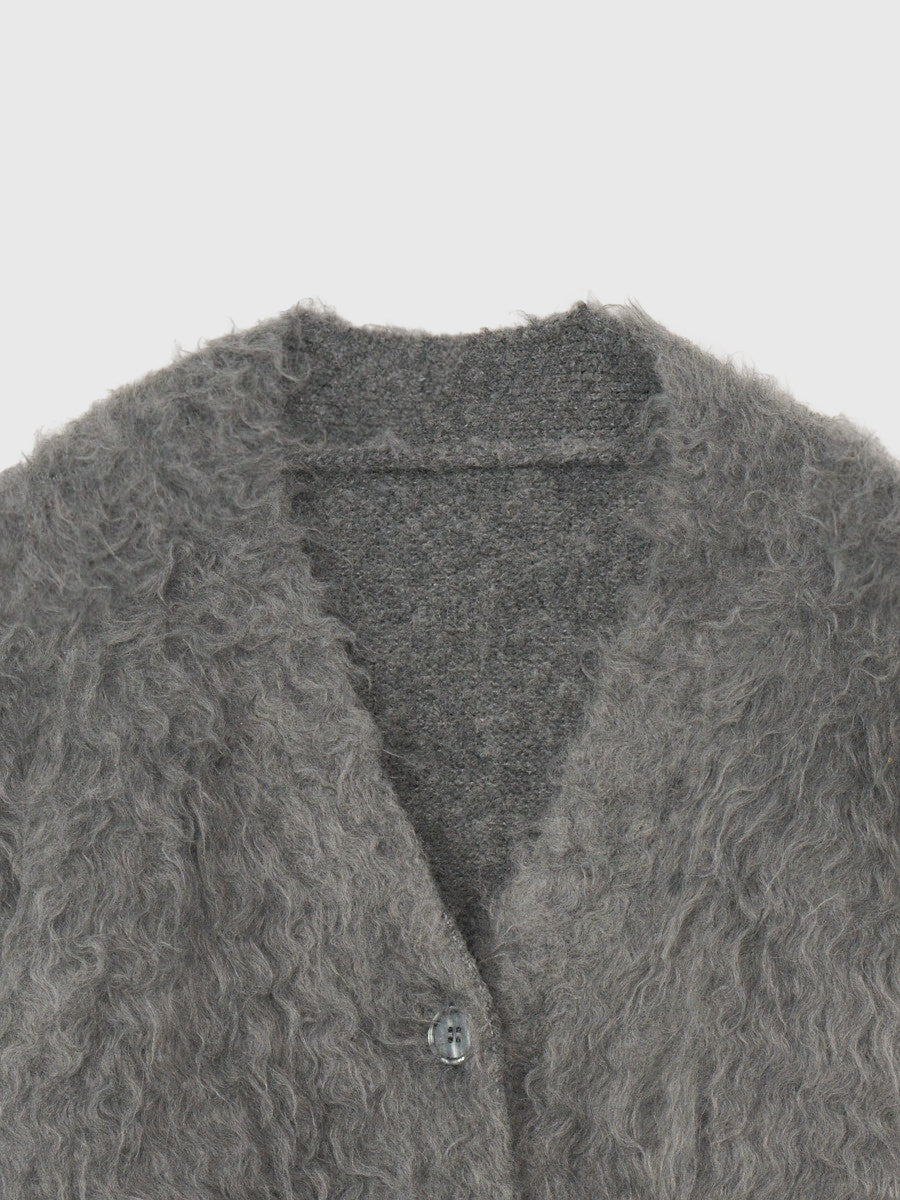 カールシャギーニットカーディガン