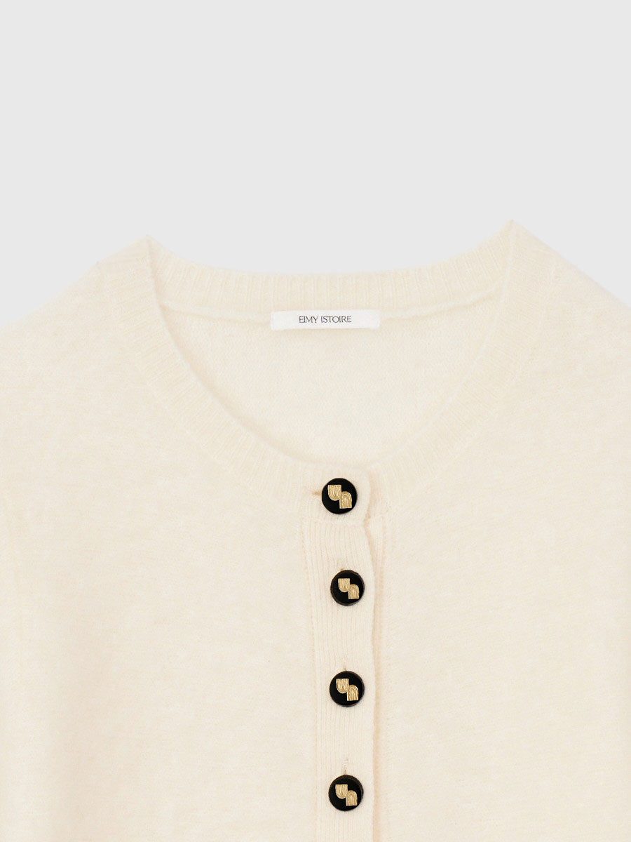 ウール起毛ペプラムニットカーディガン