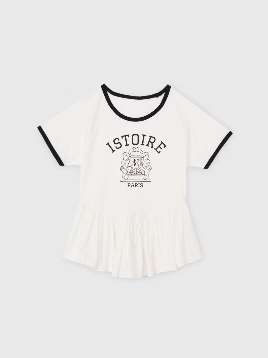 バリエプリントぺプラムTシャツ