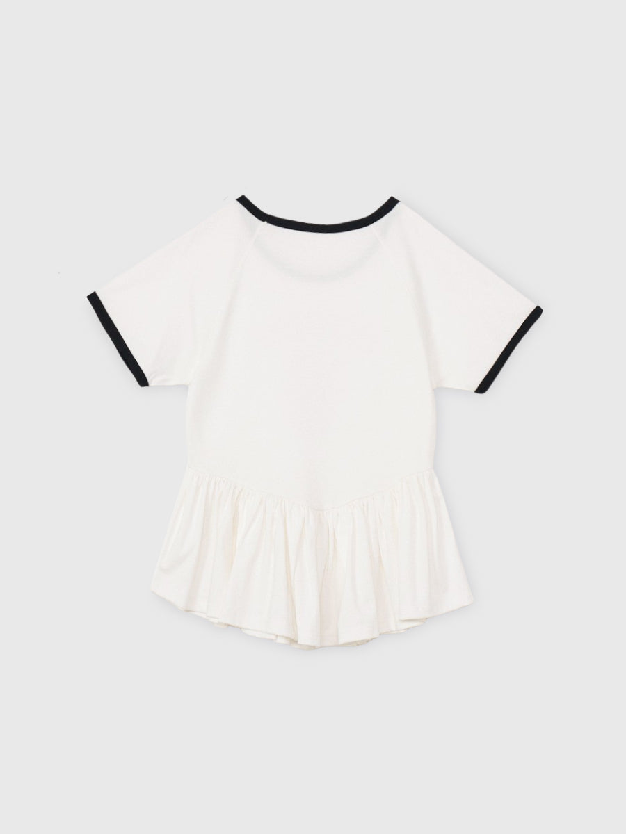 バリエプリントぺプラムTシャツ