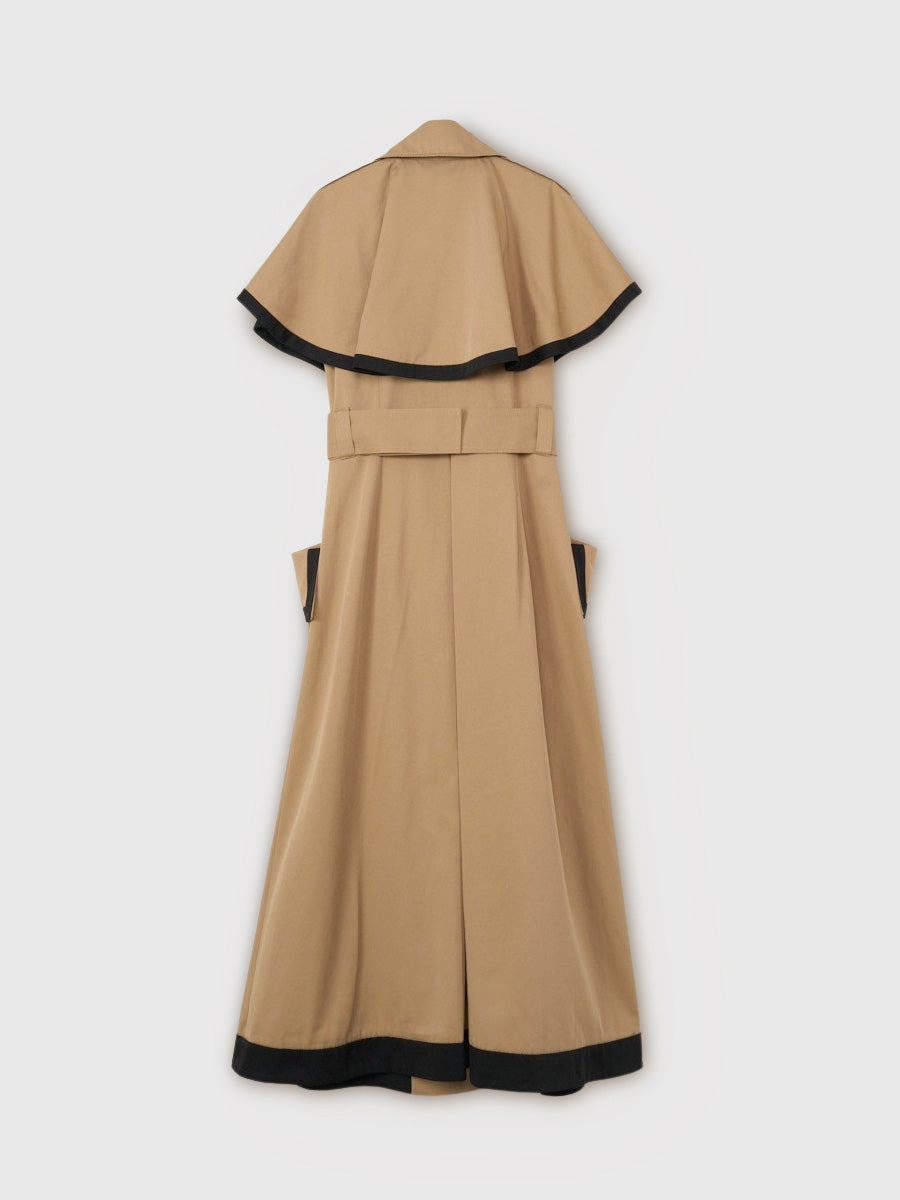 コントラストトリムトレンチワンピース
