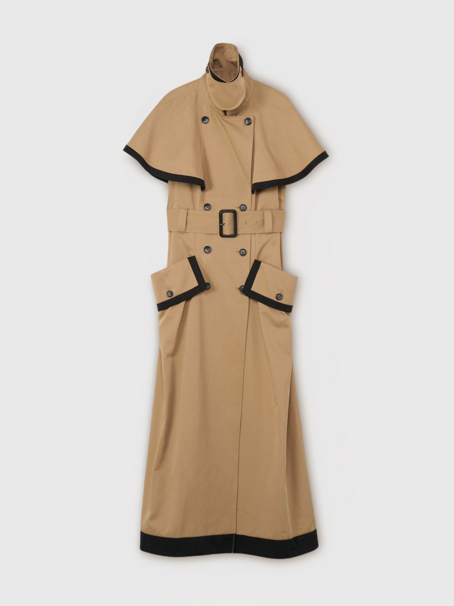 コントラストトリムトレンチワンピース