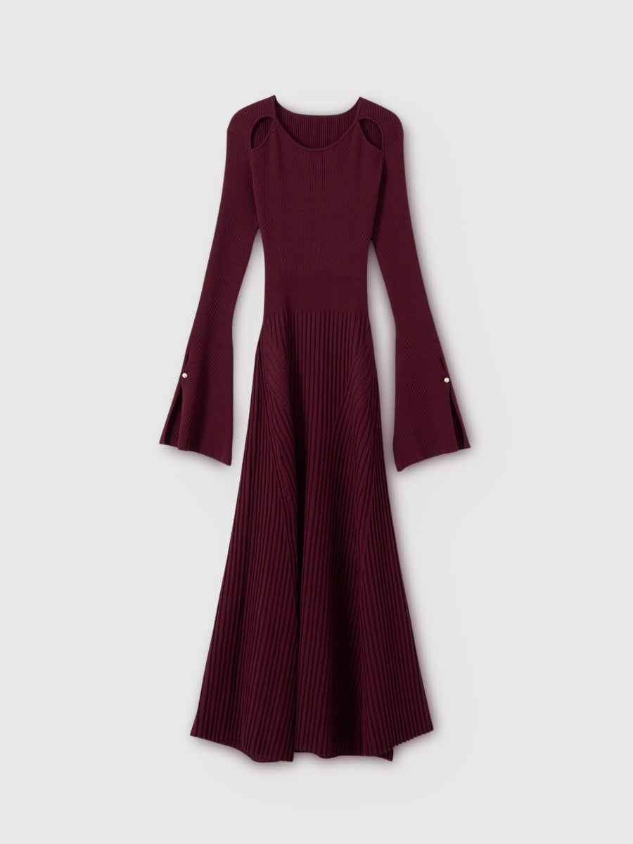 リブニットフレアワンピース