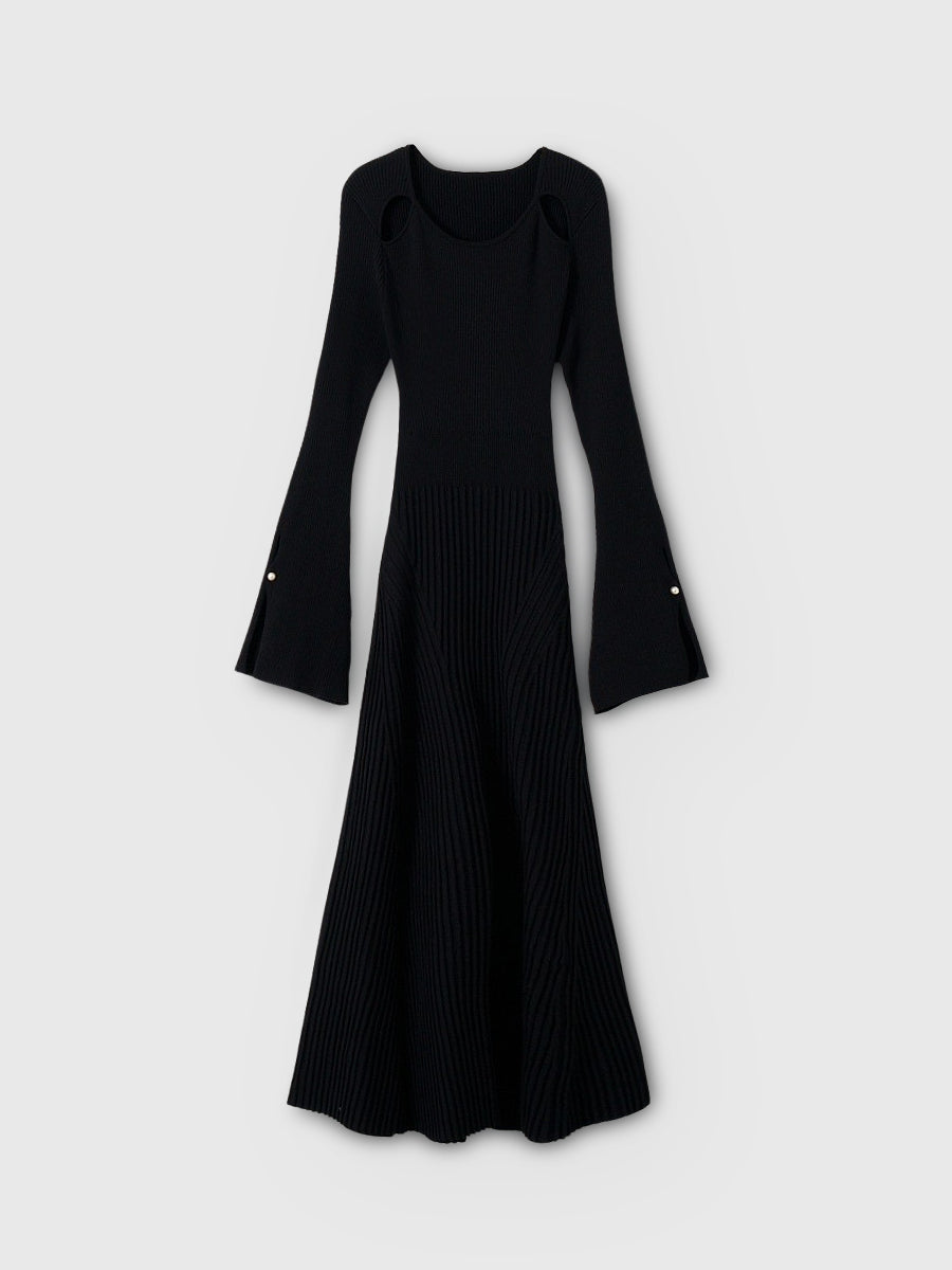 リブニットフレアワンピース