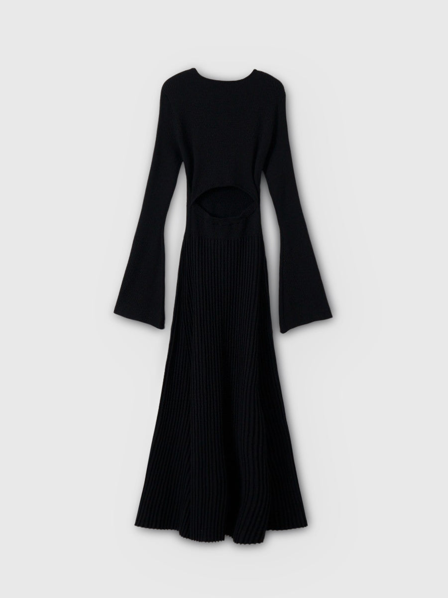 リブニットフレアワンピース