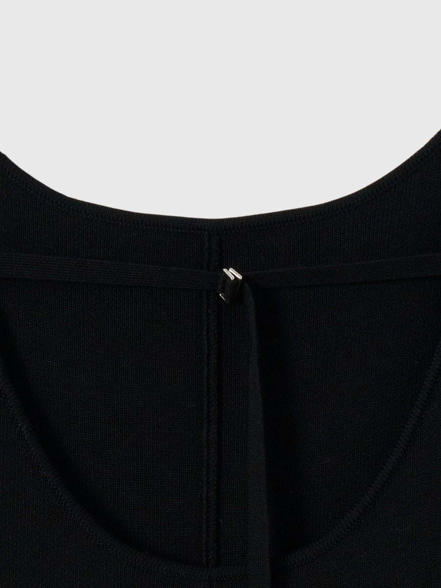 カーブシルエットニットコンビチュールフレアワンピース