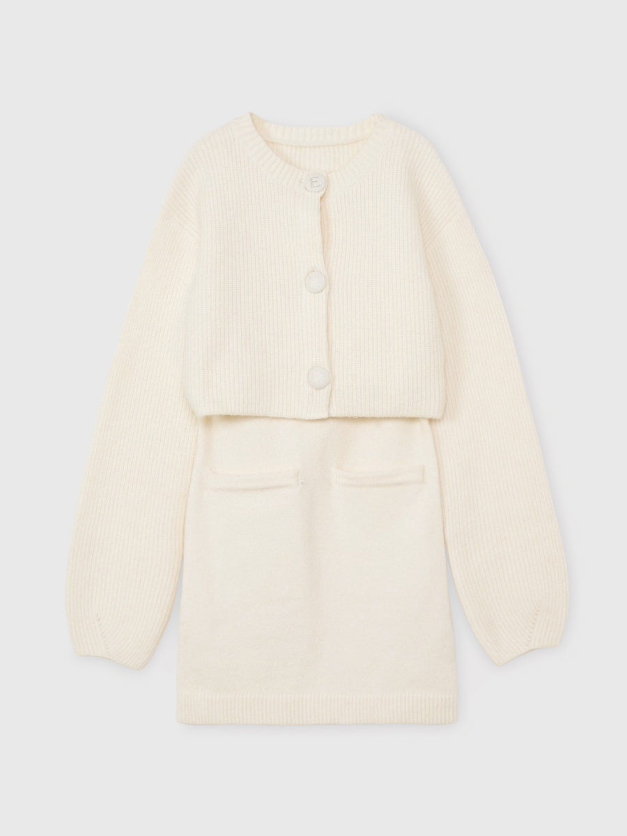 ロゴボタンニットセットワンピース